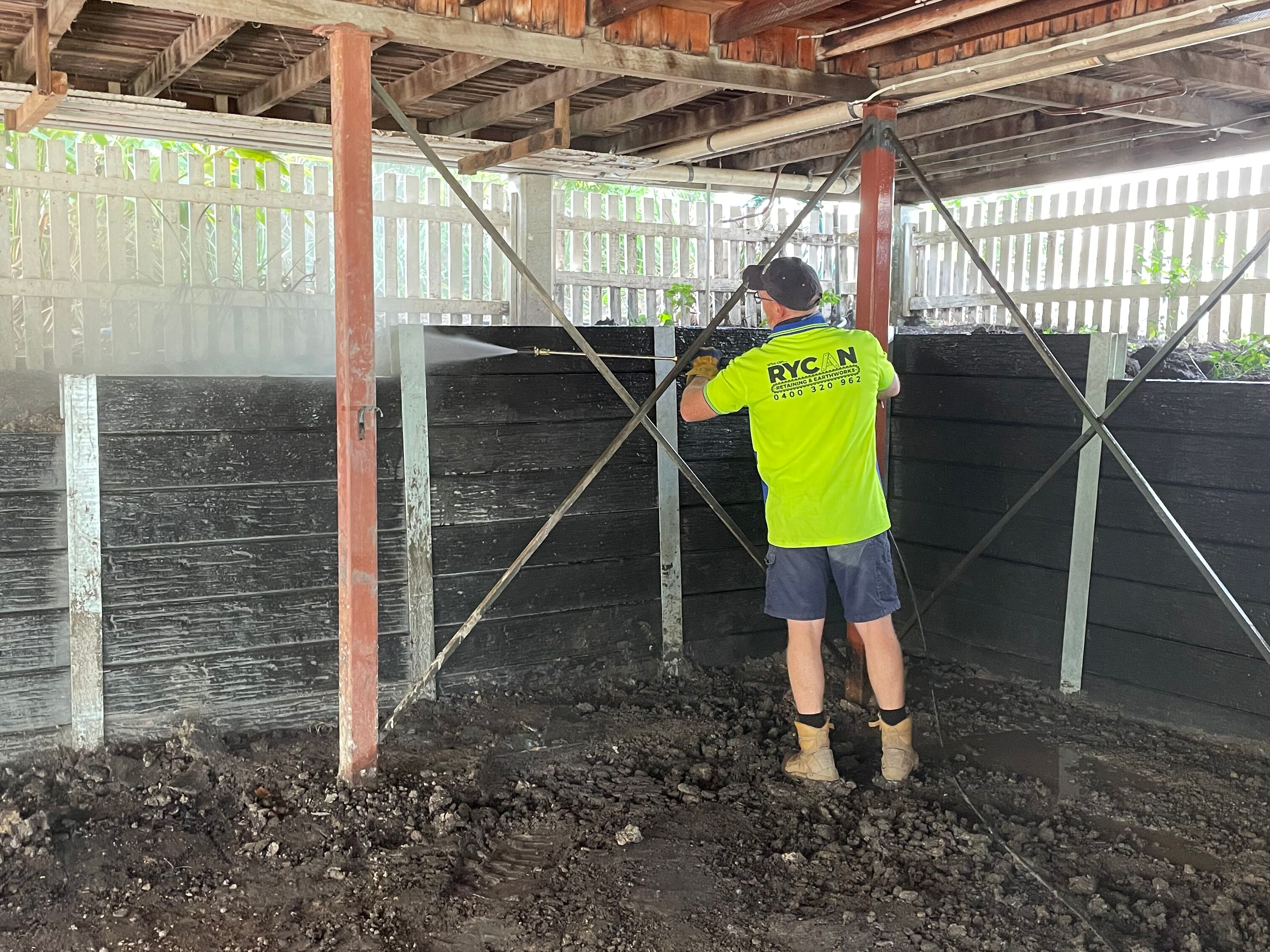 Rycan Retaining and Earthworks Engineered Wall Under House Ipswich