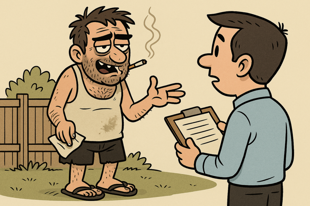 cartoon image of dodgy tradesman